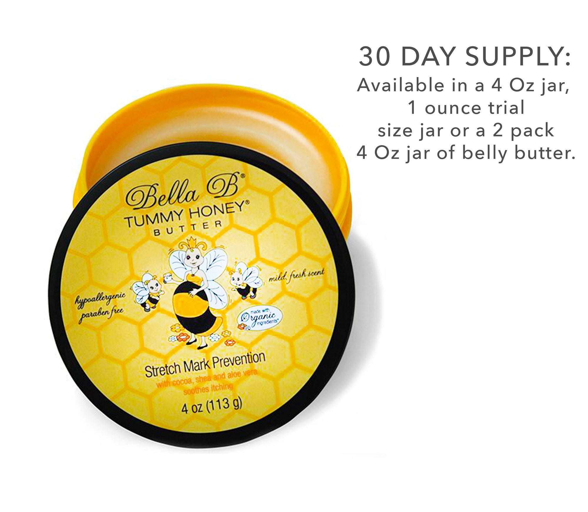 Bella B Gift Set - Tummy Honey Butter 4oz and Tummy Honey Cream 4oz and Organic Olive Oil Skin Therapy 4.5oz