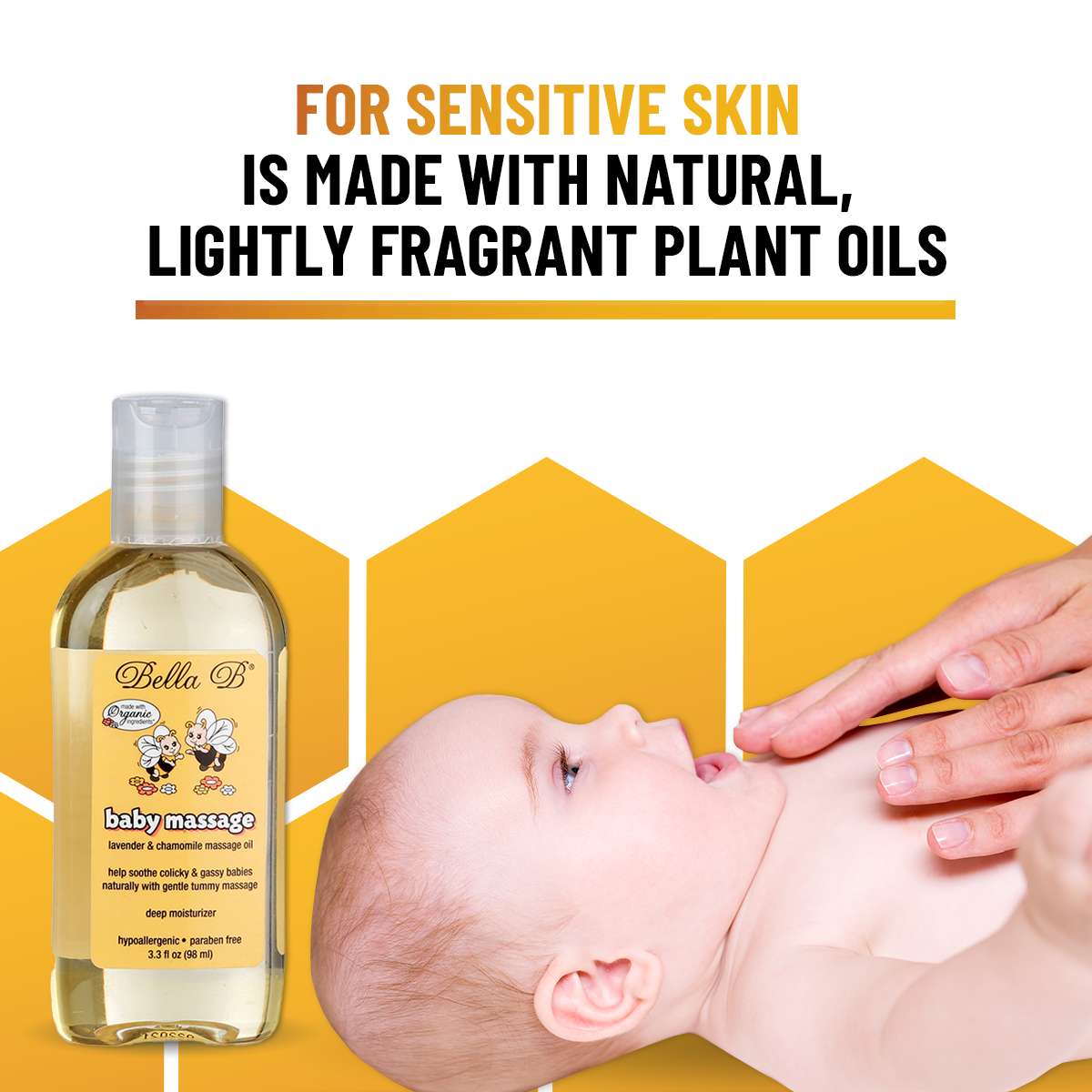 Bella B Gift Set - Baby Massage Oil 3.3 oz and Silk & Honey Baby Lotion 2 oz