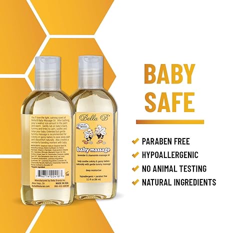 Bella B Bundle - Baby Massage Oil 3.3 oz and Silk & Honey Baby Lotion 2 oz
