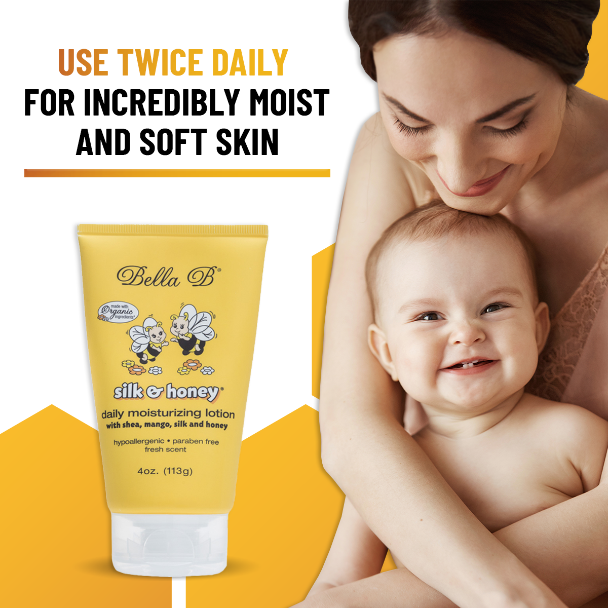 Bella B Gift Set - Baby Massage Oil 3.3 oz and Silk & Honey Baby Lotion 2 oz