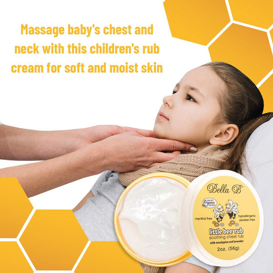 Child being massaged with Bella B children's rub cream