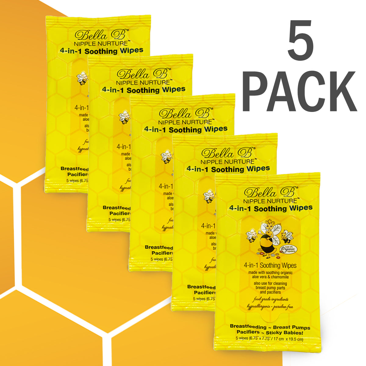Bundle - Nipple Nurture 4-in-1 Soothing Wipes - 5-Pack, 5 Wipes Per Pack