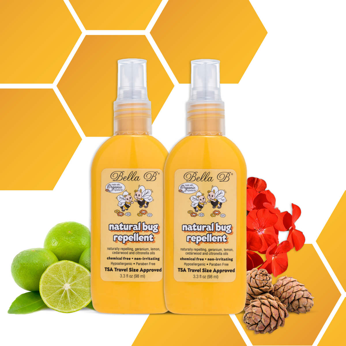 Bella B Gift Set - Buzzy Bee Natural Bug Repellent 3.3oz - 2 Pack