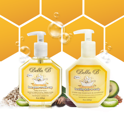 Bella B Gift Set - Bee Gone Cradle Cap Shampoo and Healthy Hair & Scalp 8oz