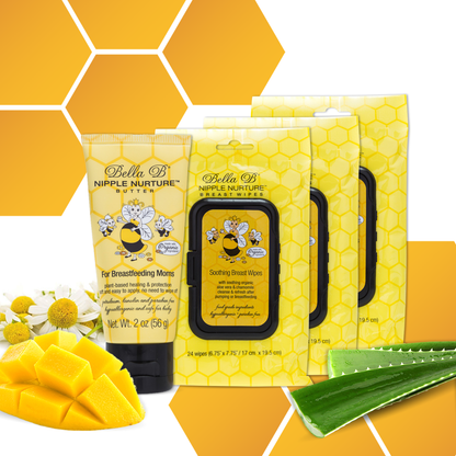 Bella B Gift Set - Nipple Nurture Butter 2oz and Nipple Nurture Breast Wipes 3-Pack