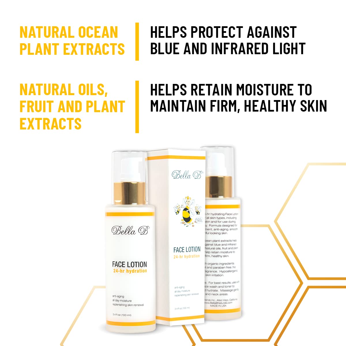 Bella B face lotion with natural ingredients and benefits 