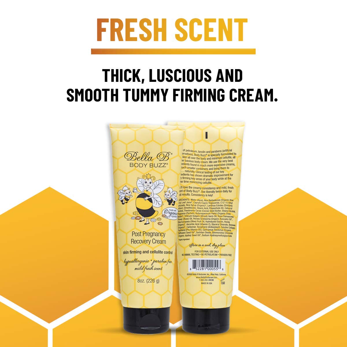 Two tubes of Bella B Body Buzz Post Pregnancy Recovery Cream 