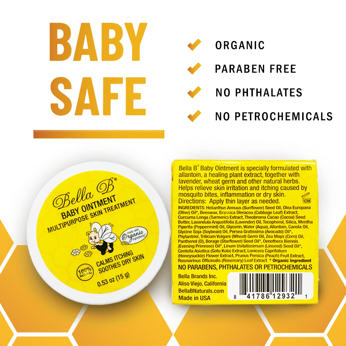 Bella B Baby Ointment container with safety features highlighted 