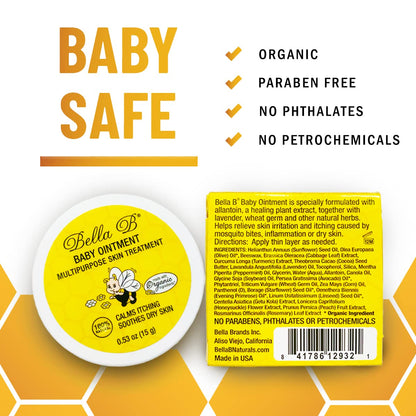 Bella B Baby Ointment container with safety features highlighted 