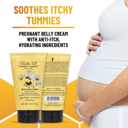 Bella B Tummy Honey Cream packaging with a pregnant woman holding her belly 
