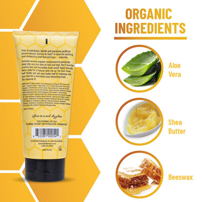 Tube of cream with organic ingredients like aloe vera, shea butter, and beeswax 