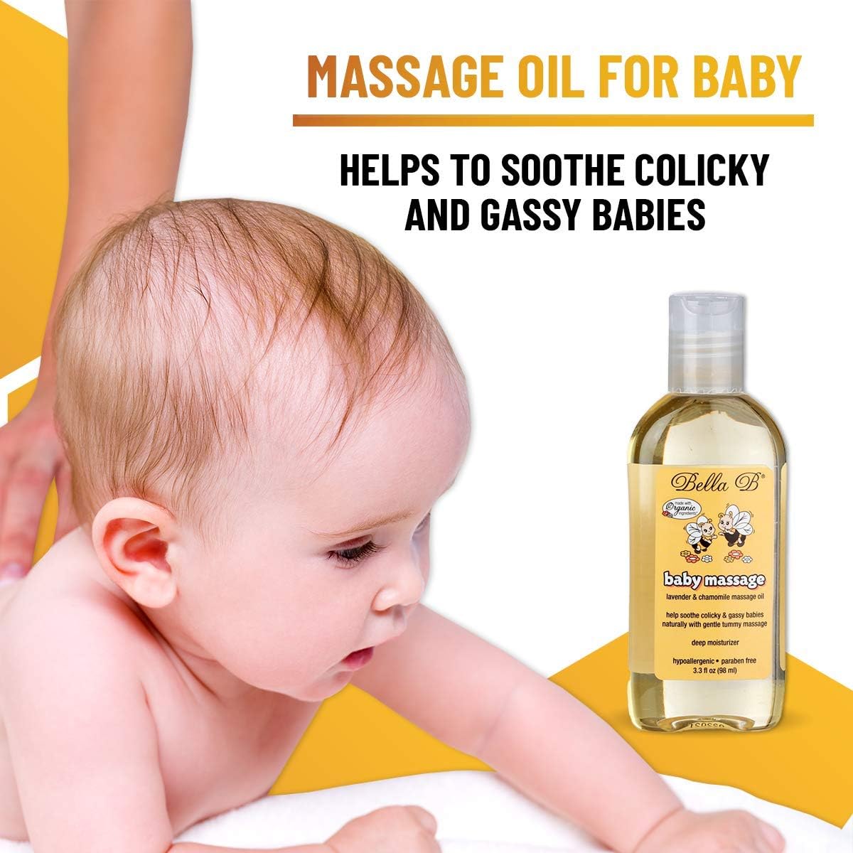 Baby massage oil bottle with baby 