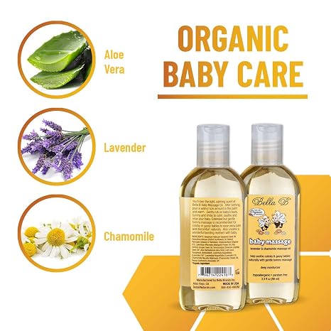 Bella B Bundle - Baby Massage Oil 3.3 oz and Silk & Honey Baby Lotion 2 oz
