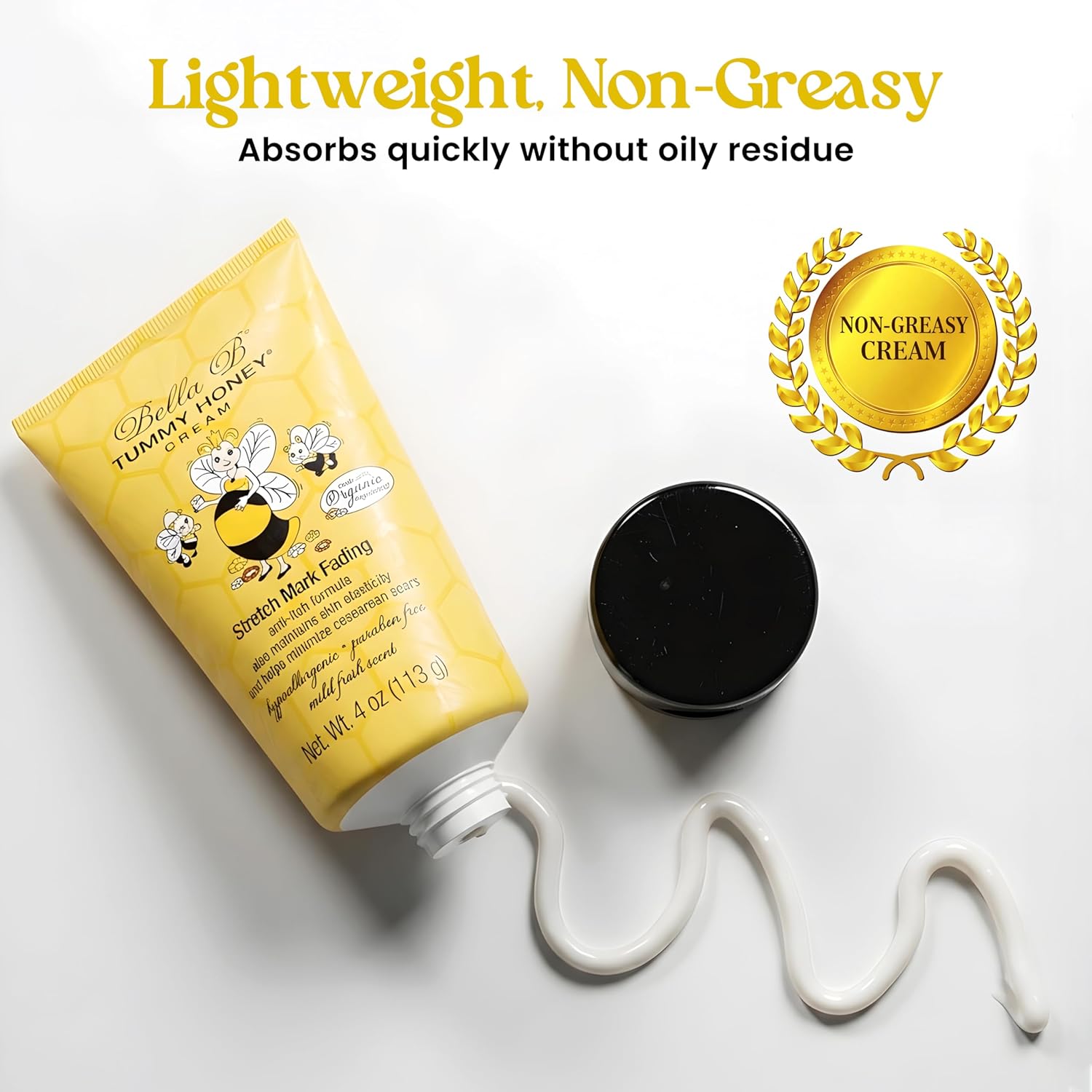 Yellow tube of cream with a black cap   cream's properties.