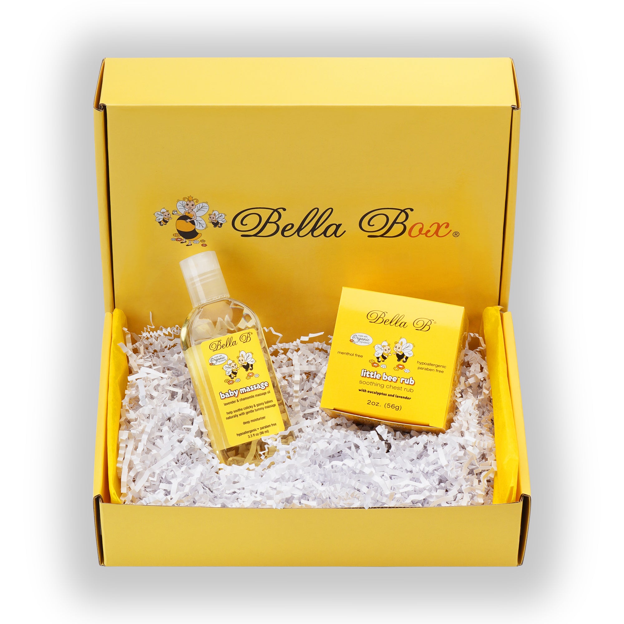 Bella B Gift Set - Little Bee Decongesting Chest Rub 2 oz and Baby Massage Oil 3.3 oz