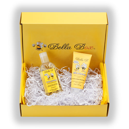 Bella B Gift Set - Baby Massage Oil 3.3 oz and Silk & Honey Baby Lotion 2 oz