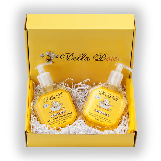 Bella B Gift Set - Squeaky Bee Baby Wash & Shampoo 8 oz and Bubble Bath 8 oz