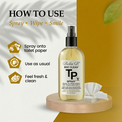 How_to_Use_instructional_guide_for_Bella_B_Bee_Clean_TP_Spray_spray_onto_toilet_paper_use_as_usual_and_feel_fresh_and_clean.