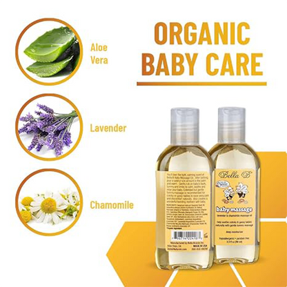 Bella B Gift Set - Baby Massage Oil 3.3 oz and Silk & Honey Baby Lotion 2 oz