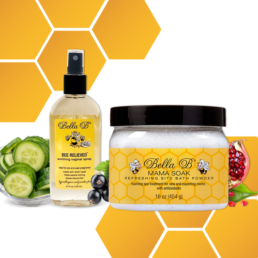 Bella B Bundle - Mama Soak Bath Powder 16oz and Bee Relieved Soothing Vaginal Spray 4.5oz