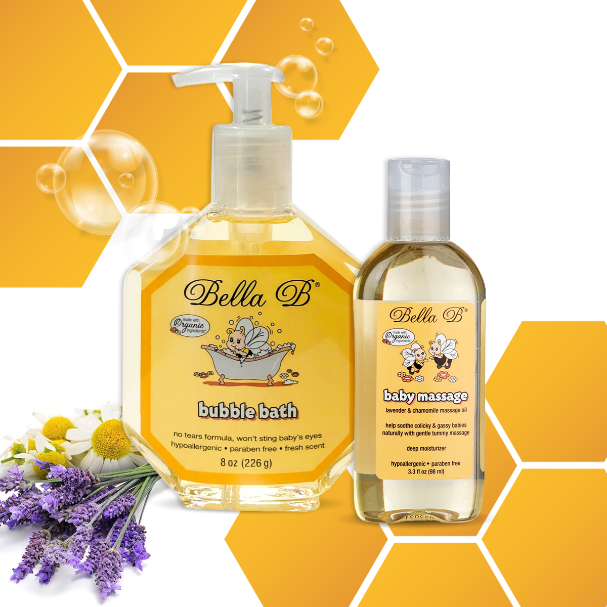 Bella B Bundle - Bubble Bath 8 oz and Baby Massage Oil 3.3 oz