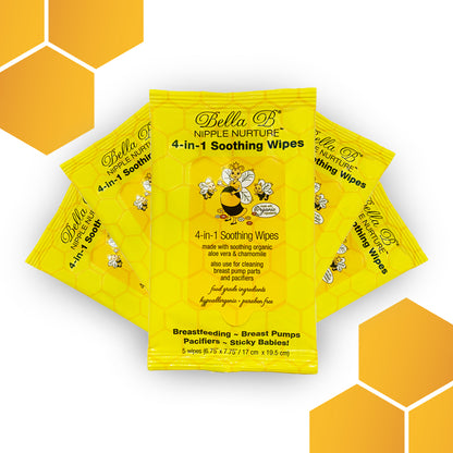 Bundle - Nipple Nurture 4-in-1 Soothing Wipes - 5-Pack, 5 Wipes Per Pack