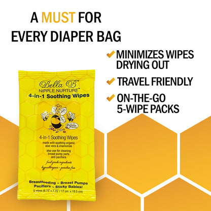 Bundle - Nipple Nurture 4-in-1 Soothing Wipes - 5-Pack, 5 Wipes Per Pack